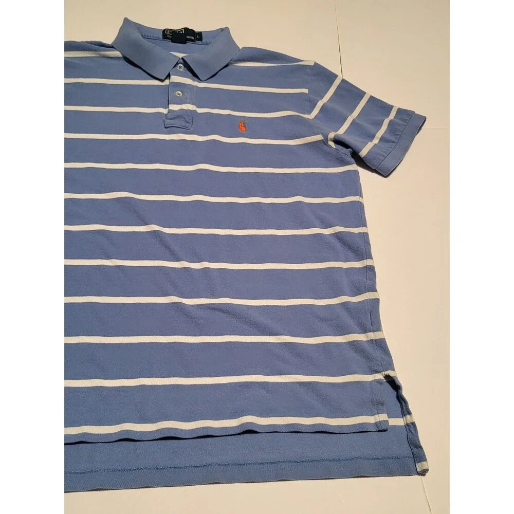 (#16)Polo By Ralph Lauren Short Sleeve Size Men's L Blue White Striped